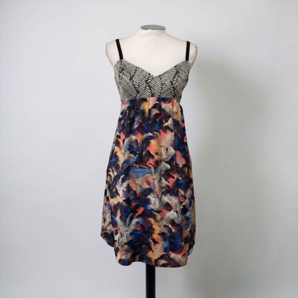 NWT RACHEL Rachel Roy Contrast Print‎ A Line Dress Size 0 Aloha Black / Cream